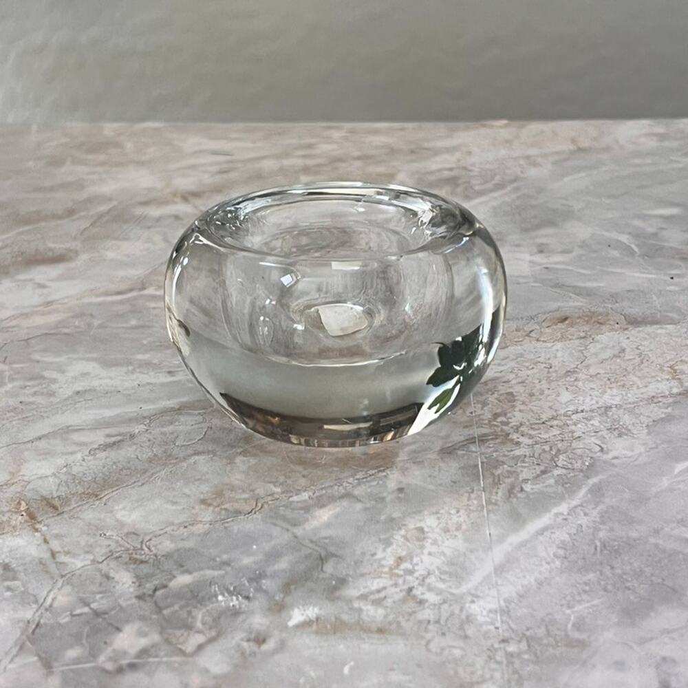 Crate & Barrel Clear Glow Tealight Candle Holder 3.5" Made In Slovenia